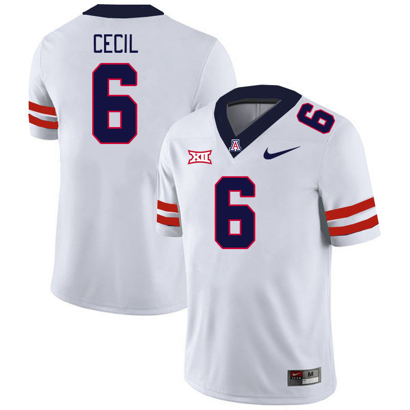 #6 Chuck Cecil Arizona Wildcats Jerseys Football Stitched-White